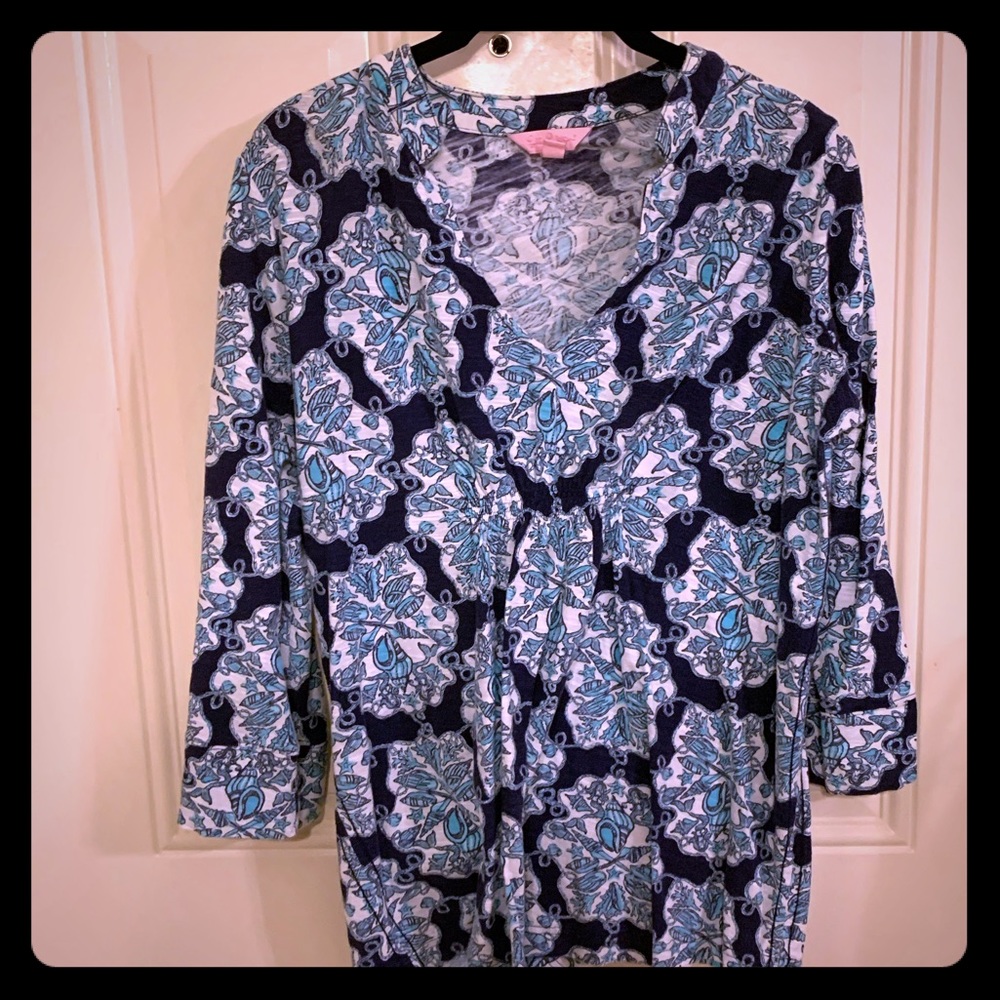 EEUC Blue Lilly Pulitzer Seashell Tunic Large